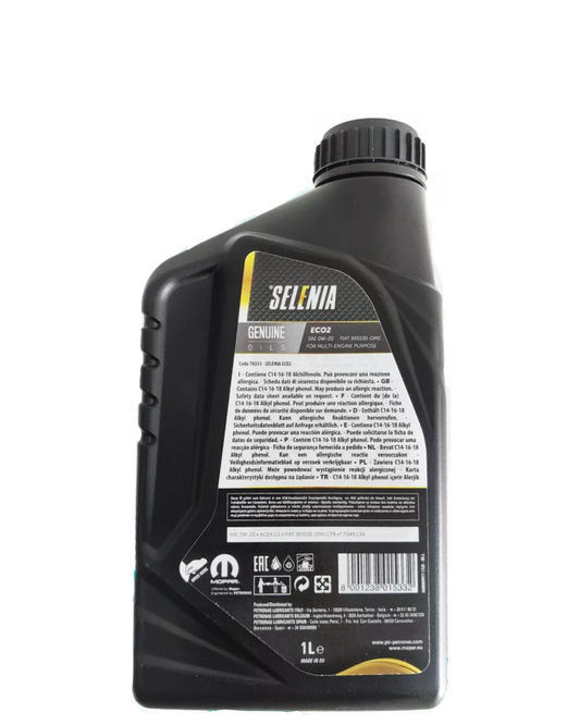 Selenia ECO2 0W-20 Olio Motore Originale FIAT Hybrid FireFly 9.55535-DM1 ACEA C5