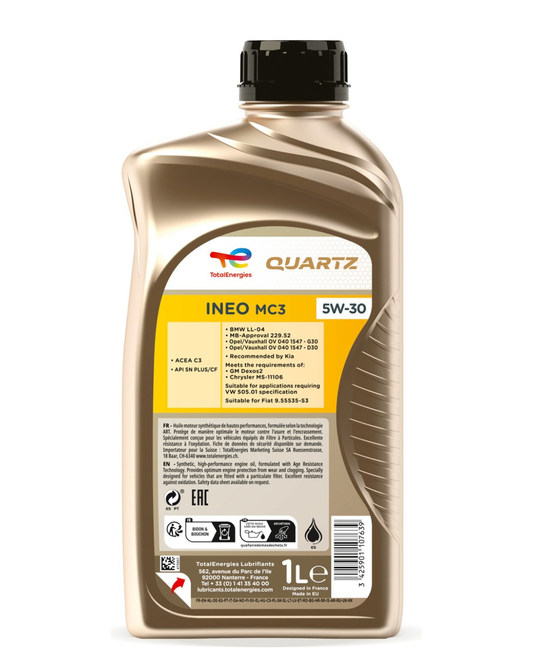 TOTAL QUARTZ INEO MC3 5W-30 Olio Motore Sintetico Low SAPS ACEA C3 API SN PLUS