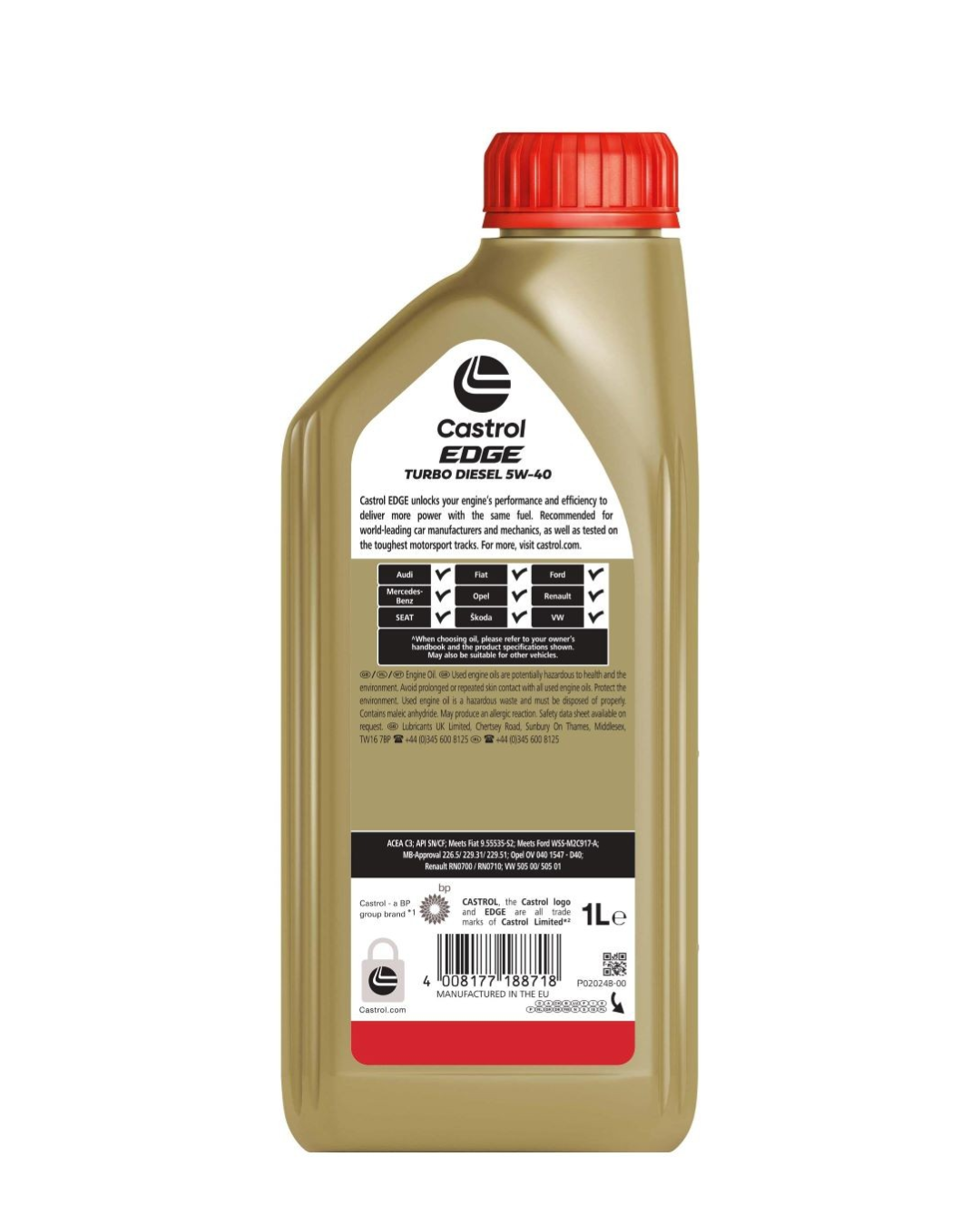 Castrol EDGE 5W-40 Turbo Diesel – Olio Motore Sintetico ACEA C3 | VW 505.00 / 505.01 | FIAT 9.55535-S2