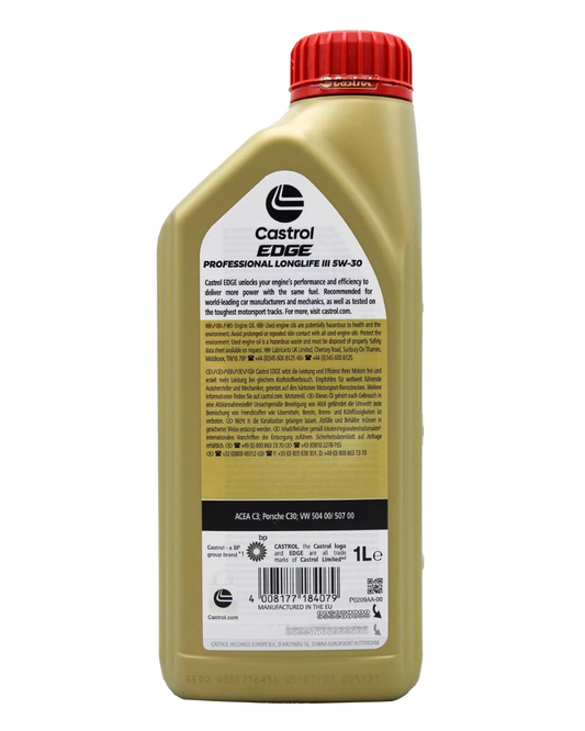 Castrol EDGE LongLife III 5W-30 Olio Motore Originale VW Audi Seat Skoda Porsche C30 MB 229.52 ACEA C3