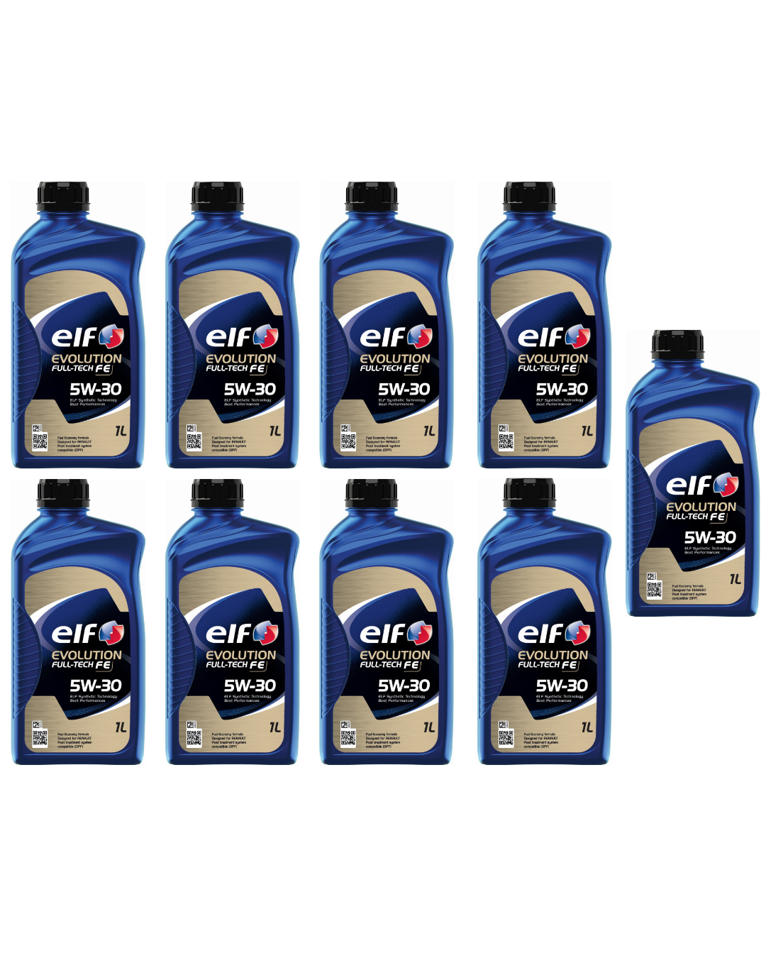 Elf Evolution Full-Tech FE 5W-30 Olio Motore 100% Sintetico ACEA C3 RN17 C4 MB 229.51 VW 504.00 507.00 LongLife